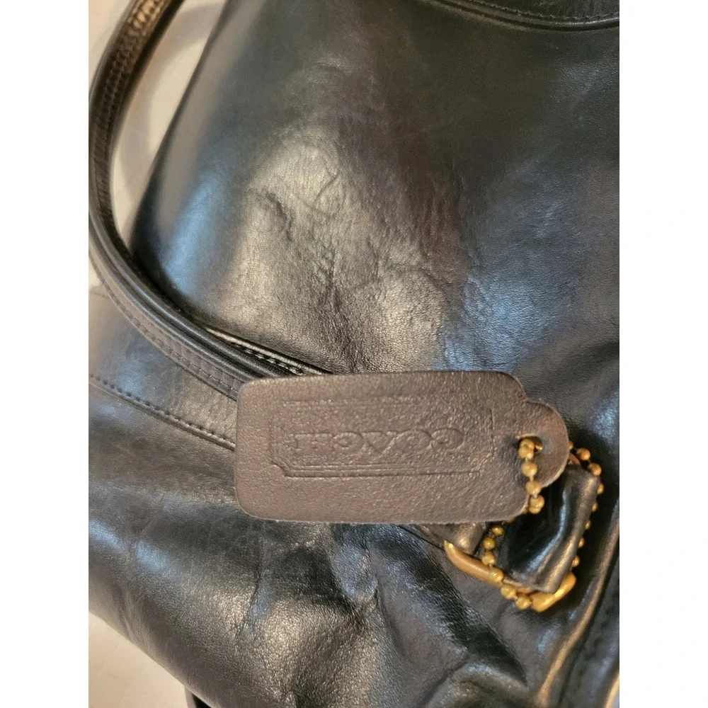 Vintage Coach Black Leather Satchel Handbag Doctor Bag Brass Hardware